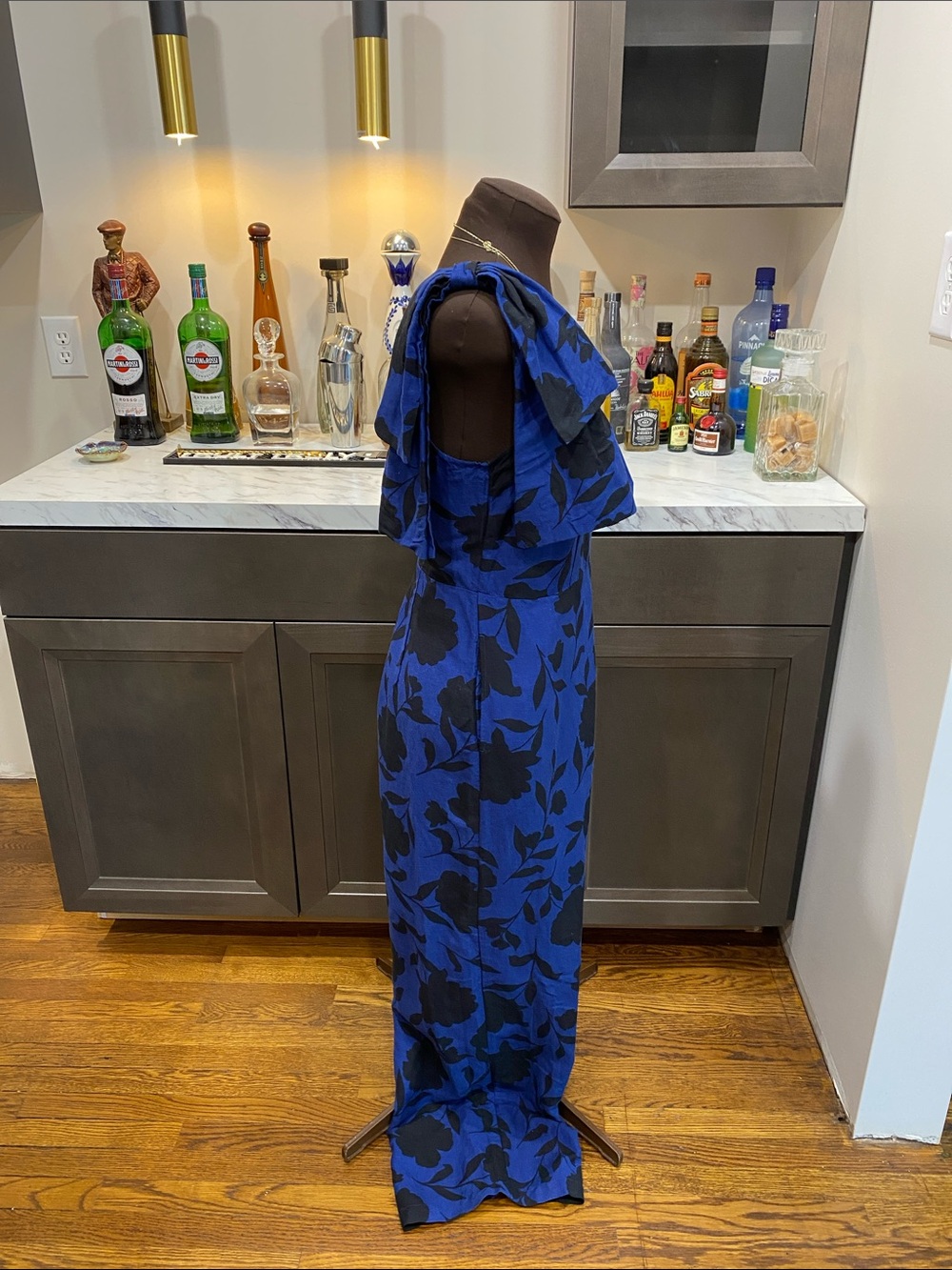 Kate Spade One-Shoulder bow Blue Floral Wide-Leg Jumpsuit coastal cottagecore - Picture 14 of 17